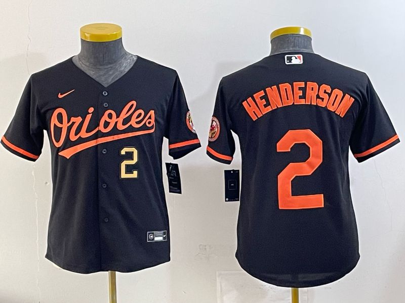 Youth 2025 Baltimore Orioles #2 Henderson Black Nike MLB Jersey 07->youth mlb jersey->Youth Jersey